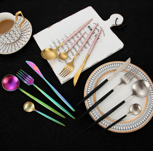 Rainbow Colour Handle Cutlery Set | Modern Dinnerware Utensils