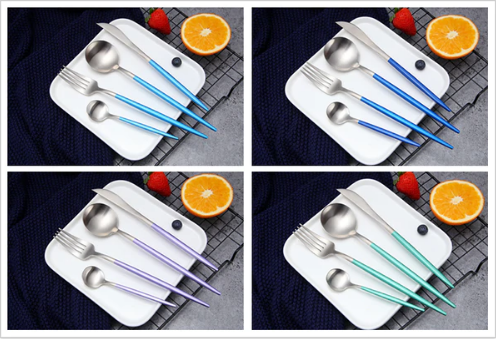 Rainbow Colour Handle Cutlery Set | Modern Dinnerware Utensils
