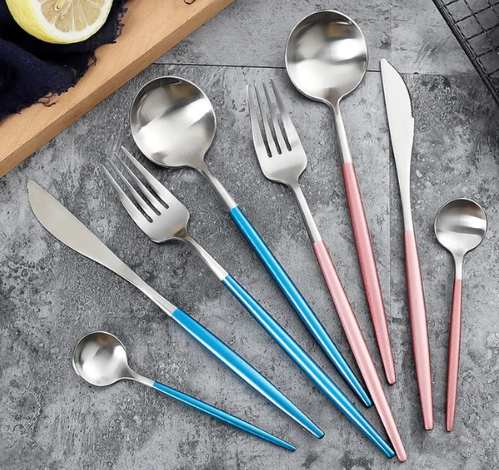 Rainbow Colour Handle Cutlery Set | Modern Dinnerware Utensils