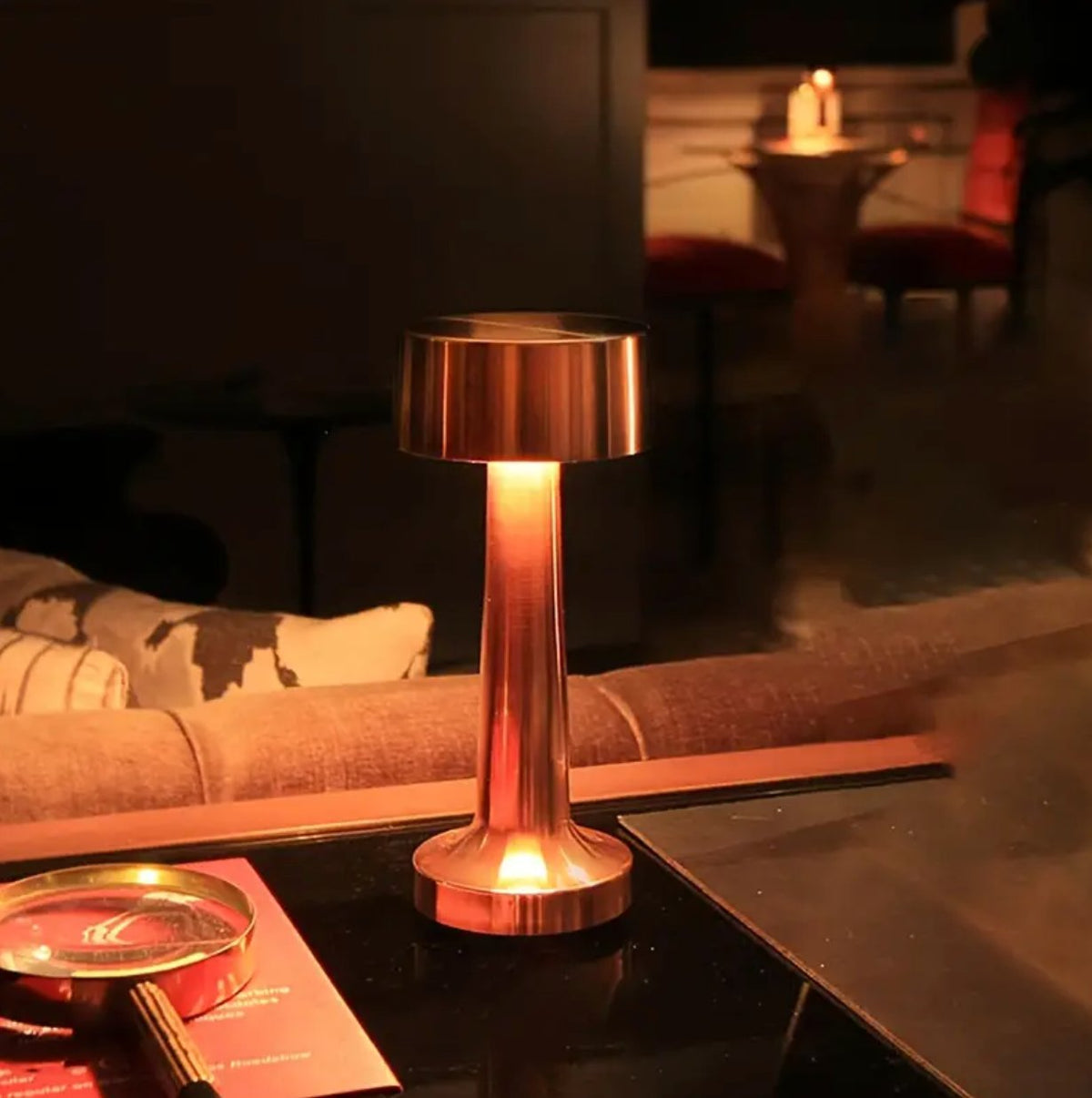 Elara Haus ModernArt Cordless Table Lamp - Dimmable LED, Touch Control & Rechargeable Angle