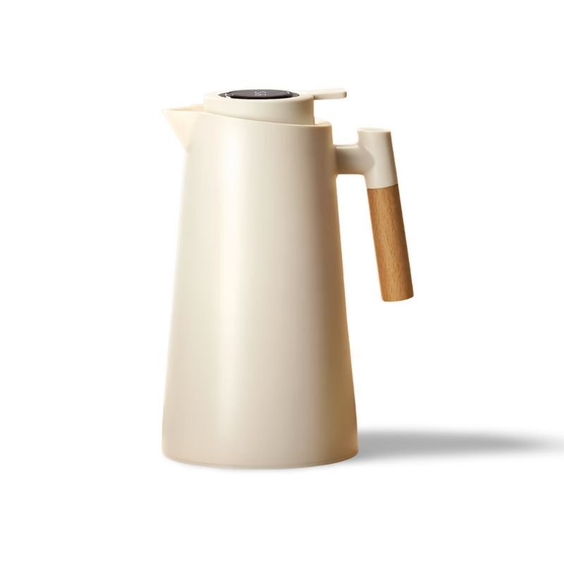 Elara Haus Thermal Jug - Glass With Wooden Handle Temperature Display Angle