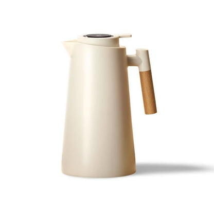 Elara Haus Thermal Jug - Glass With Wooden Handle Temperature Display Angle