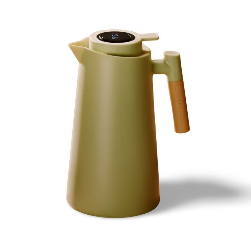 Elara Haus Thermal Jug - Glass With Wooden Handle Temperature Display Detail