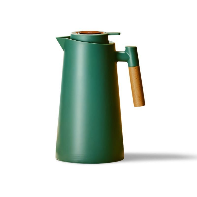 Elara Haus Thermal Jug - Glass With Wooden Handle Temperature Display Full