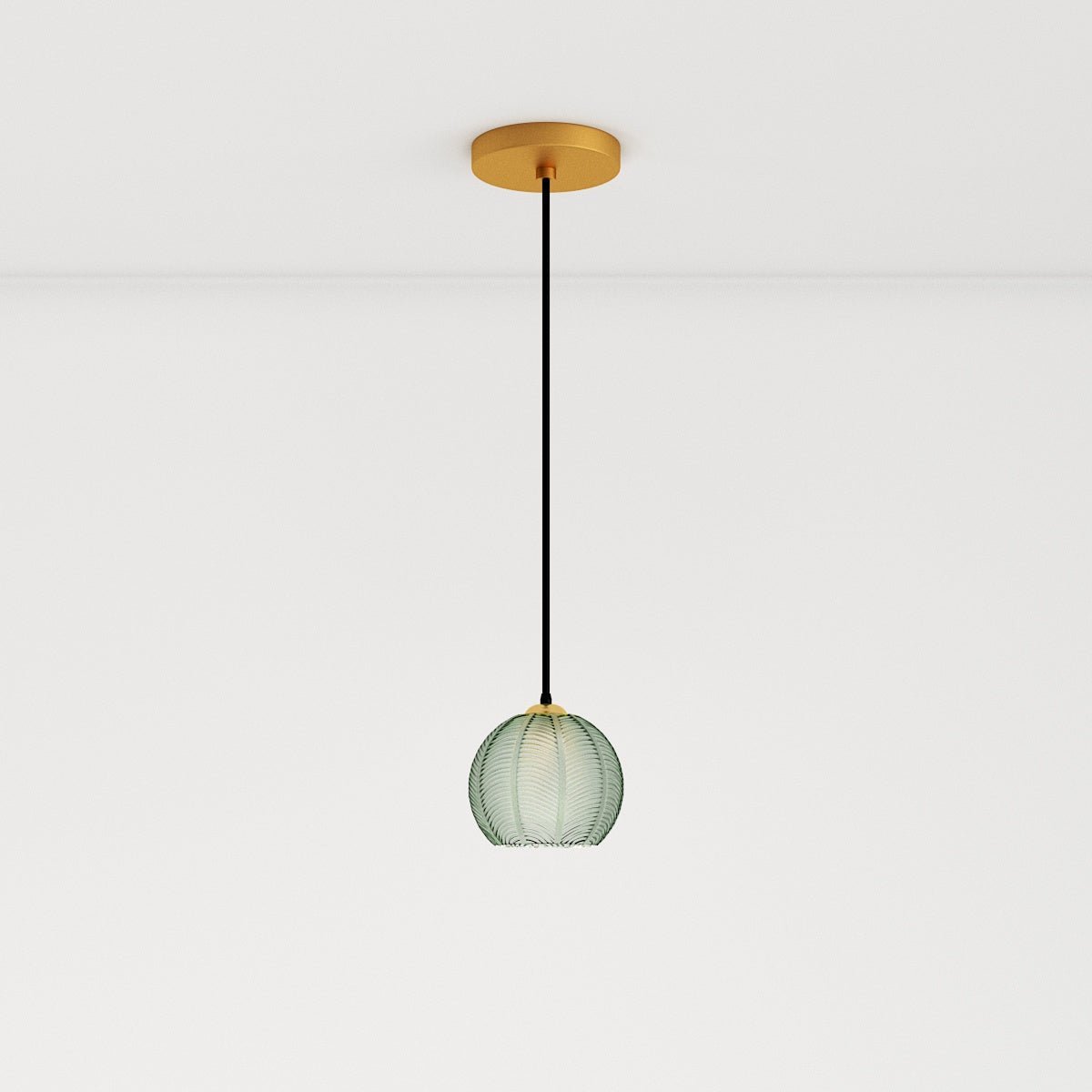 Frosted Glass Pendant Light Leaf Ribbed Globe Back
