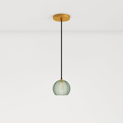Frosted Glass Pendant Light Leaf Ribbed Globe Back