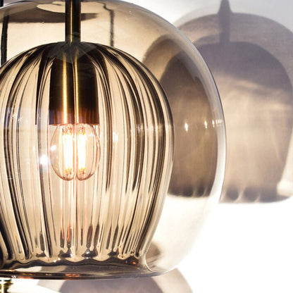 Glass Pendant Light Double Globe Amber Angle
