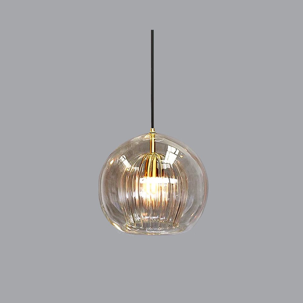 Glass Pendant Light Double Globe Amber Back