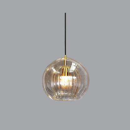 Glass Pendant Light Double Globe Amber Back