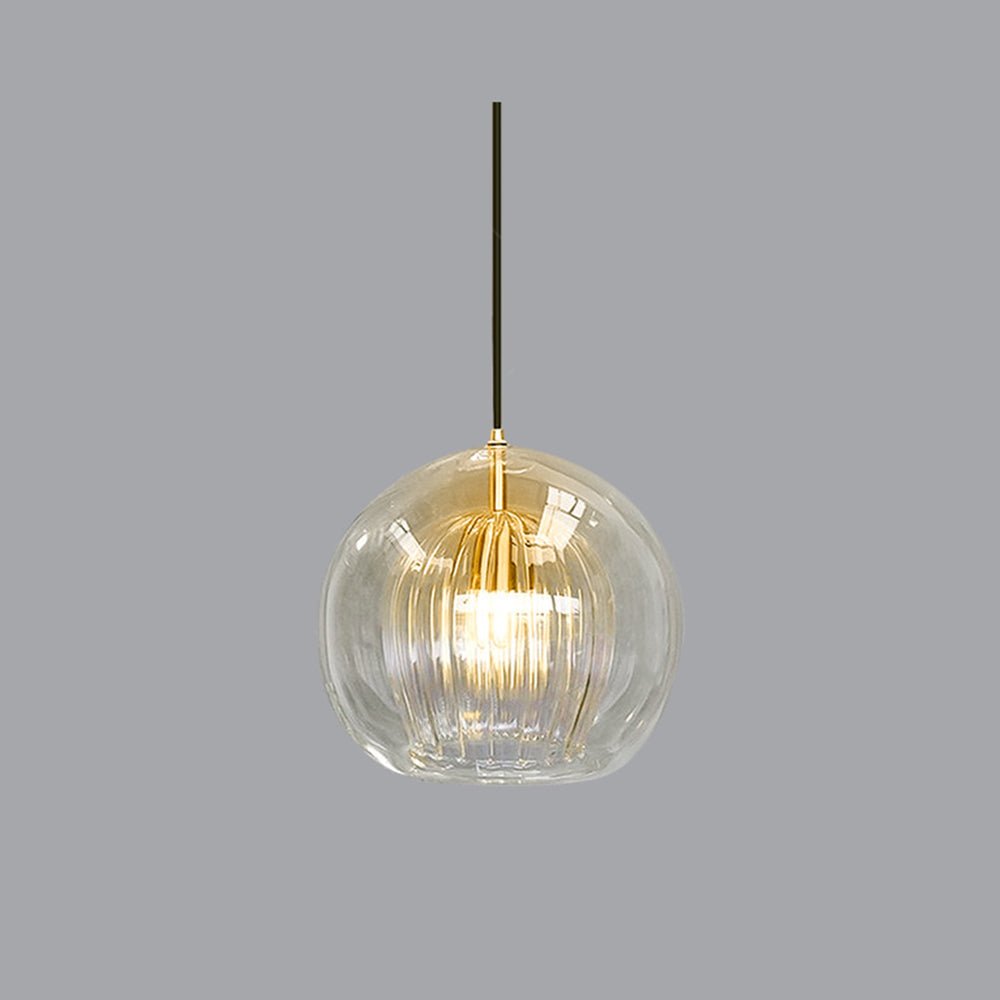 Glass Pendant Light Double Globe Amber Close Up