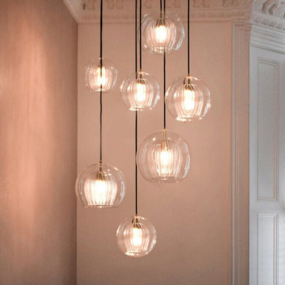Glass Pendant Light Double Globe Amber Detail