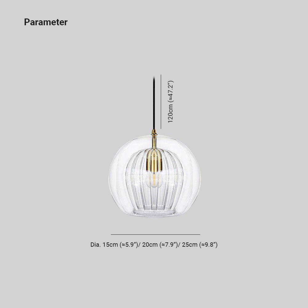 Glass Pendant Light Double Globe Amber Side