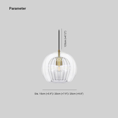 Glass Pendant Light Double Globe Amber Side