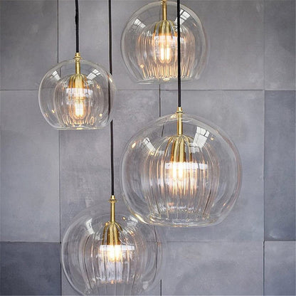 Glass Pendant Light Double Globe Amber View 12