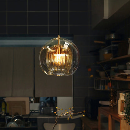 Glass Pendant Light Double Globe Amber View 13