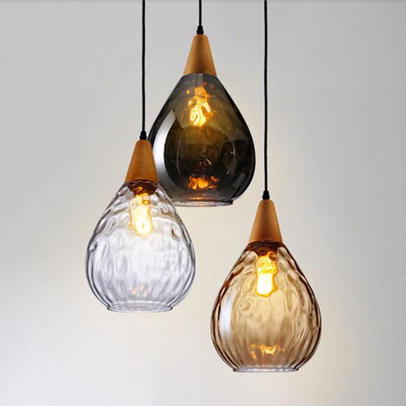 Glass Pendant Light Teardrop Dimpled Shade Alternate