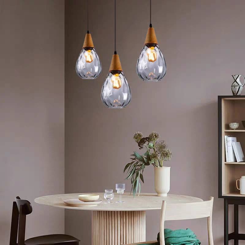 Glass Pendant Light Teardrop Dimpled Shade Back