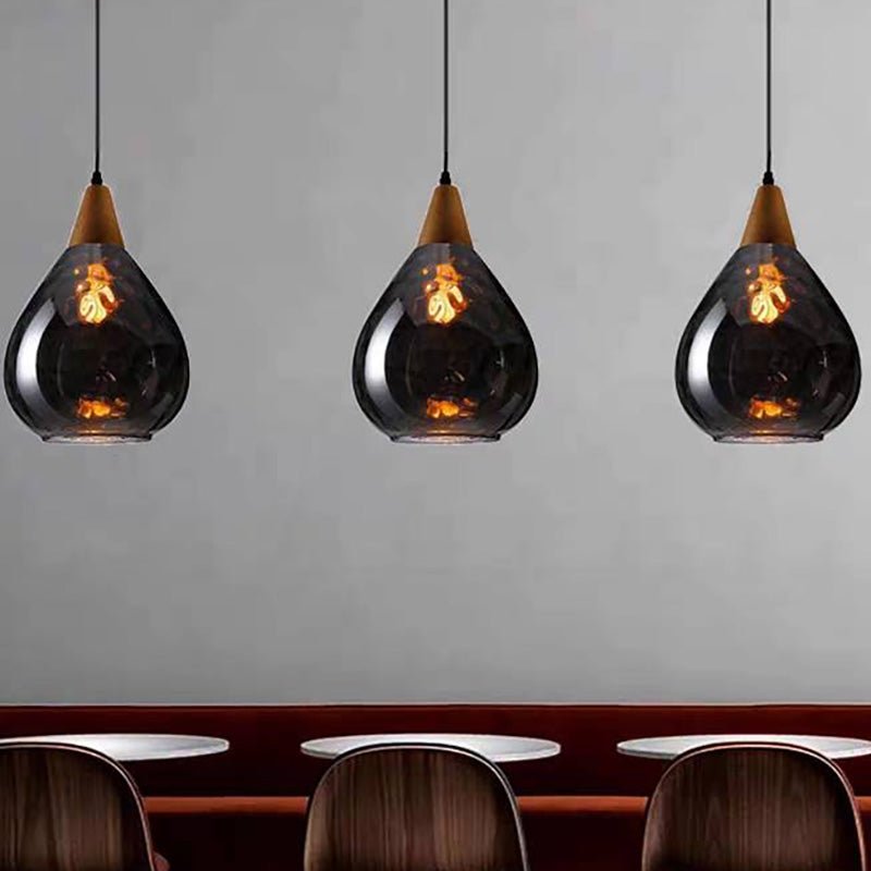 Glass Pendant Light Teardrop Dimpled Shade Detail