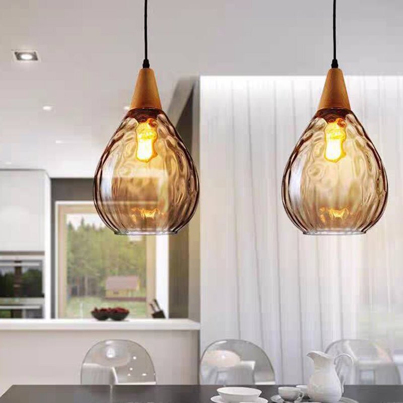Glass Pendant Light Teardrop Dimpled Shade Lifestyle