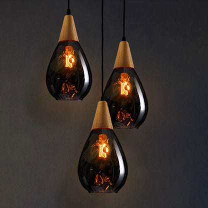 Glass Pendant Light Teardrop Dimpled Shade View 11