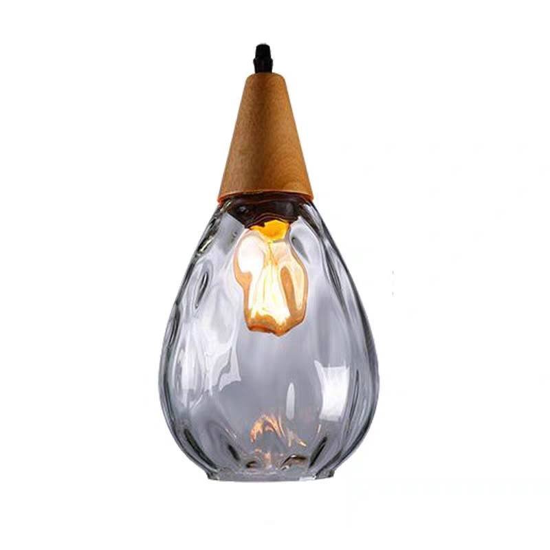 Glass Pendant Light Teardrop Dimpled Shade View 13