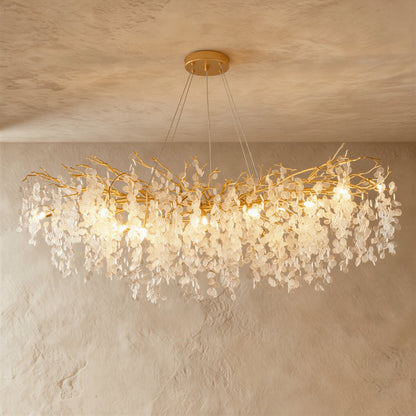 Gold Metal Branch Chandelier Crystal Leaf Alternate