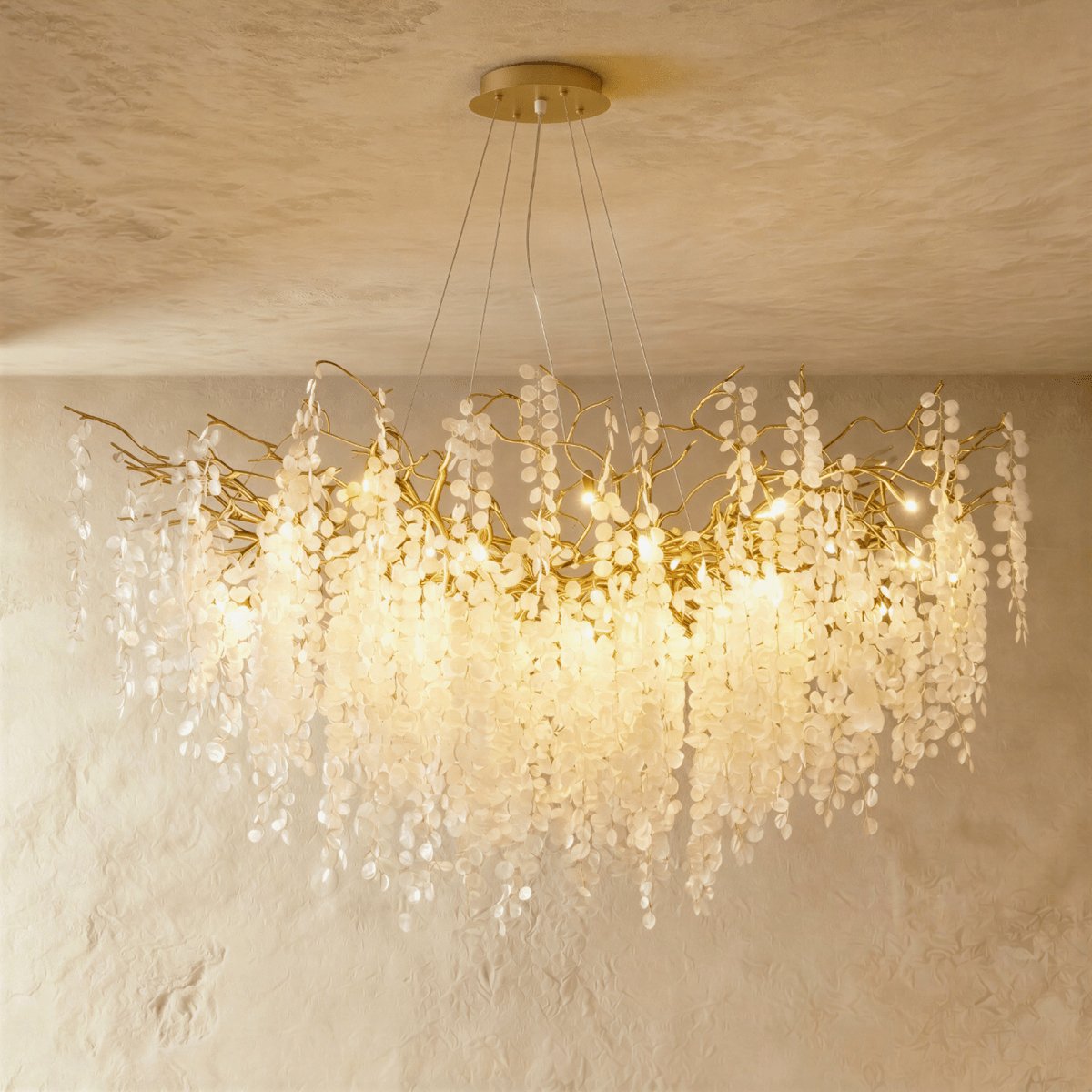 Gold Metal Branch Chandelier Crystal Leaf Lifestyle