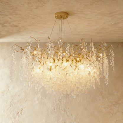 Gold Metal Branch Chandelier Crystal Leaf View 14