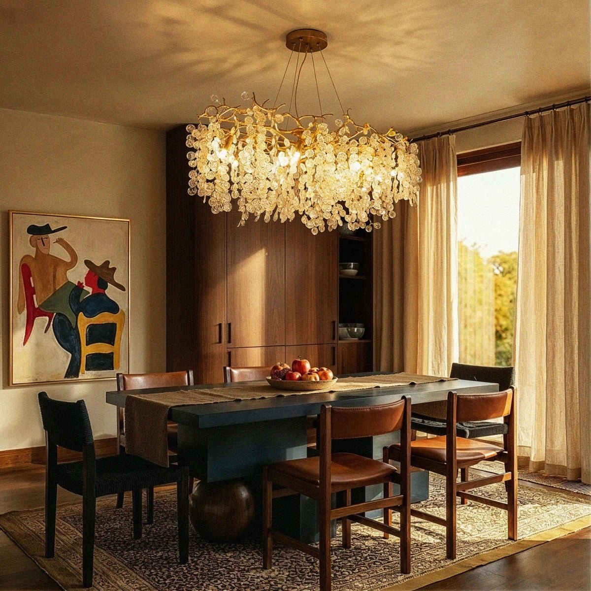 Gold Metal Branch Chandelier Crystal Leaf View 21