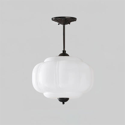 Green Glass Semi Flush Mount Ceiling Light Ribbed View 11