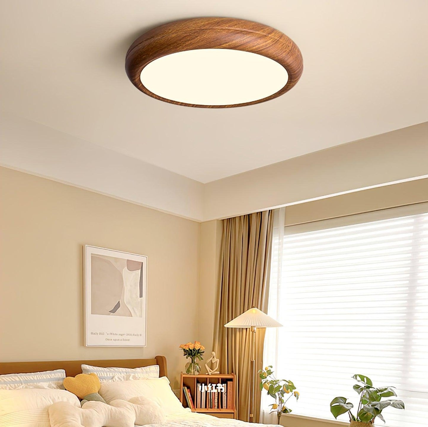 Grena Wood Grain Round Ceiling Light Close Up