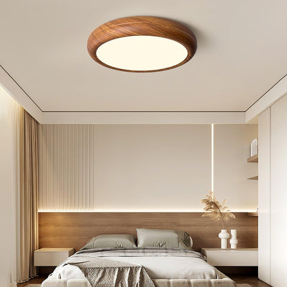 Grena Wood Grain Round Ceiling Light Front