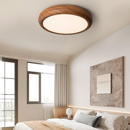 Grena Wood Grain Round Ceiling Light Full
