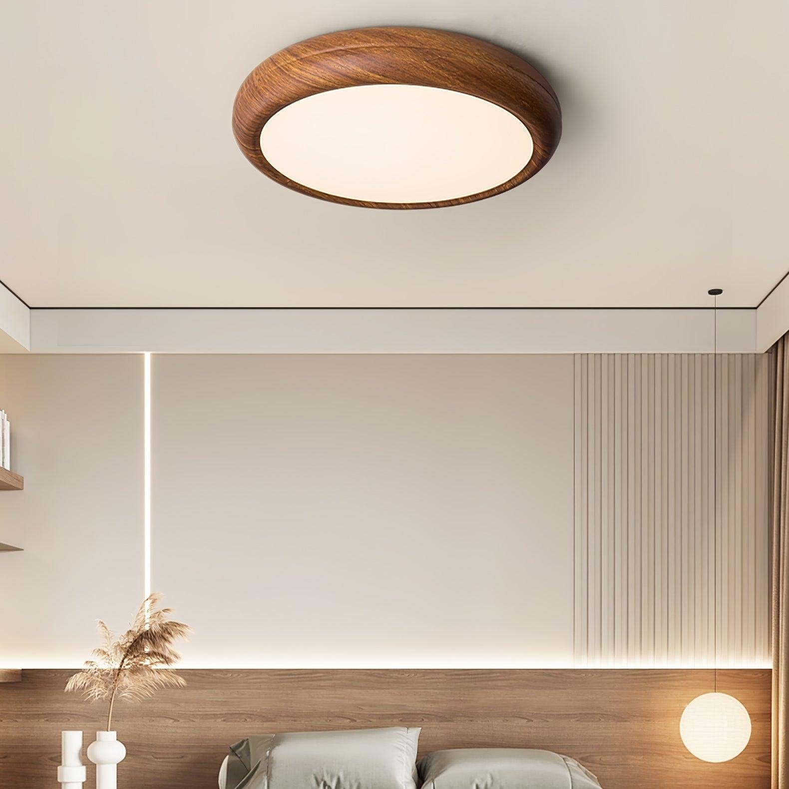 Grena Wood Grain Round Ceiling Light Lifestyle