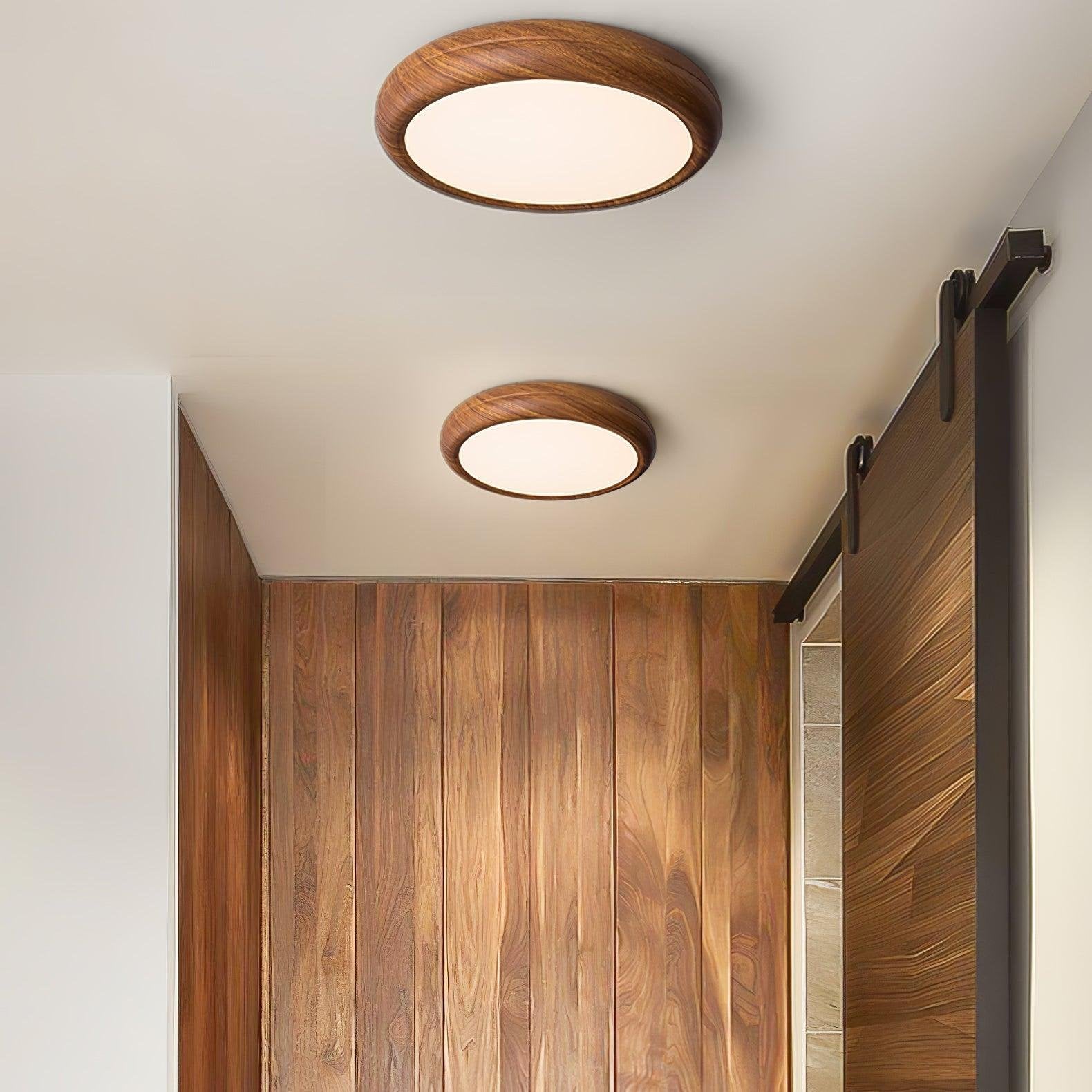 Grena Wood Grain Round Ceiling Light Side