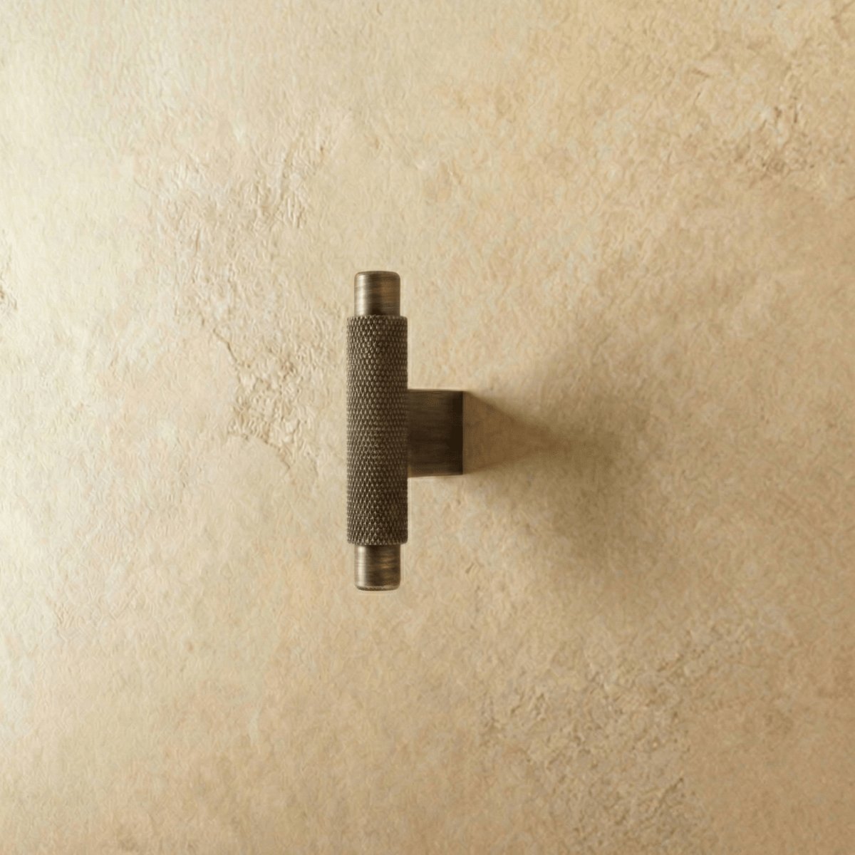 Industrial Brass Cabinet Knob Pull Bar Knurled Grip Back