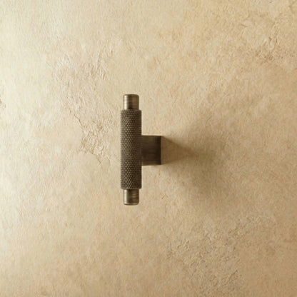 Industrial Brass Cabinet Knob Pull Bar Knurled Grip Back