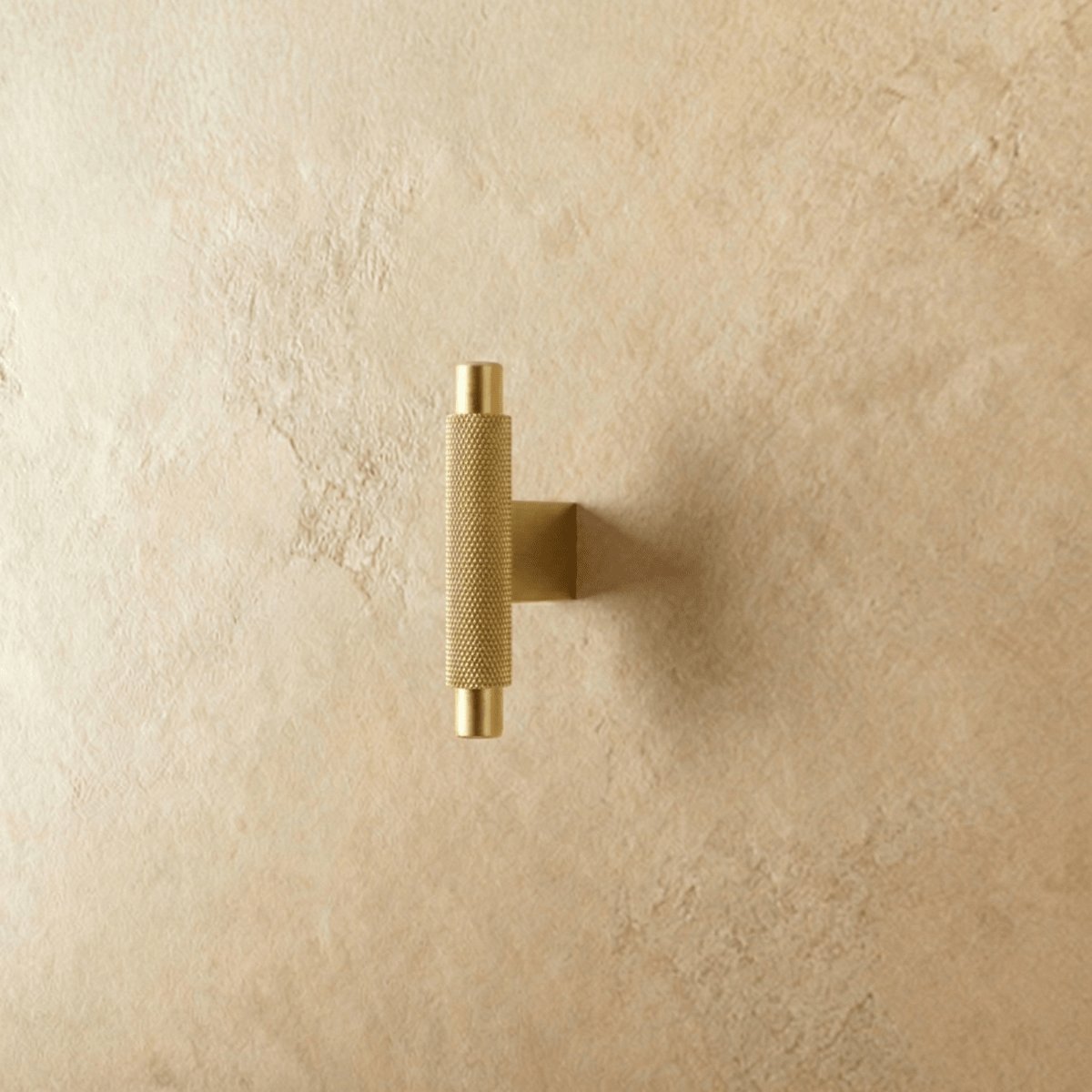 Industrial Brass Cabinet Knob Pull Bar Knurled Grip Close Up