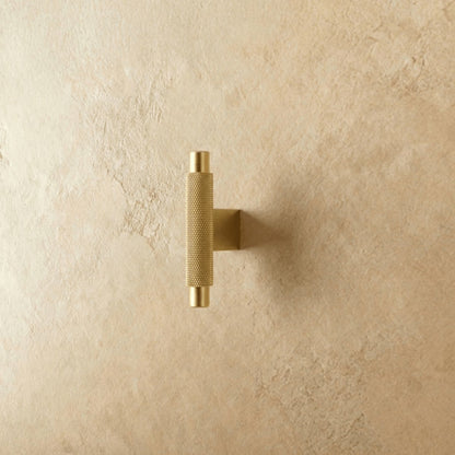 Industrial Brass Cabinet Knob Pull Bar Knurled Grip Close Up