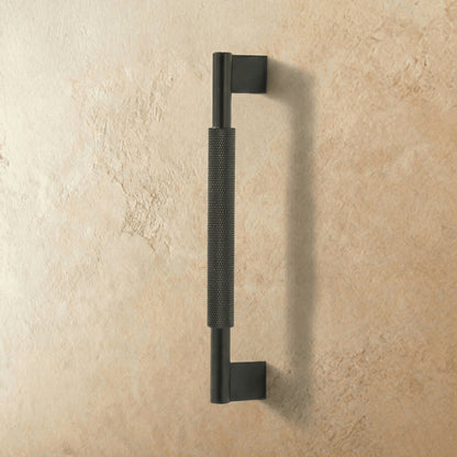 Industrial Brass Cabinet Knob Pull Bar Knurled Grip Full