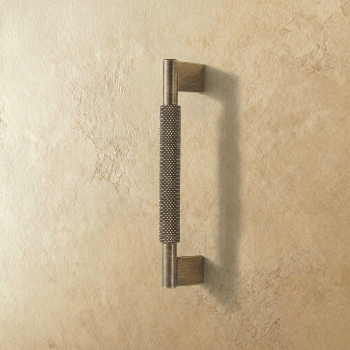 Industrial Brass Cabinet Knob Pull Bar Knurled Grip View 11