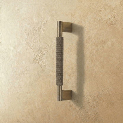 Industrial Brass Cabinet Knob Pull Bar Knurled Grip View 11