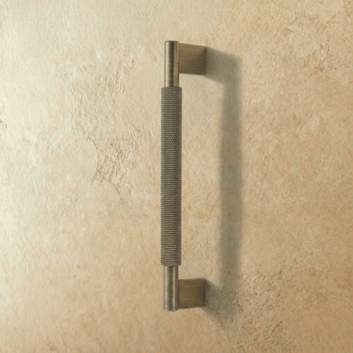 Industrial Brass Cabinet Knob Pull Bar Knurled Grip View 12