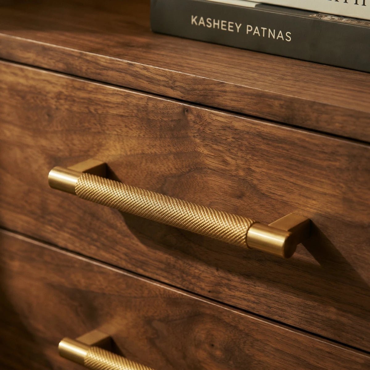 Industrial Brass Cabinet Knob Pull Bar Knurled Grip View 19