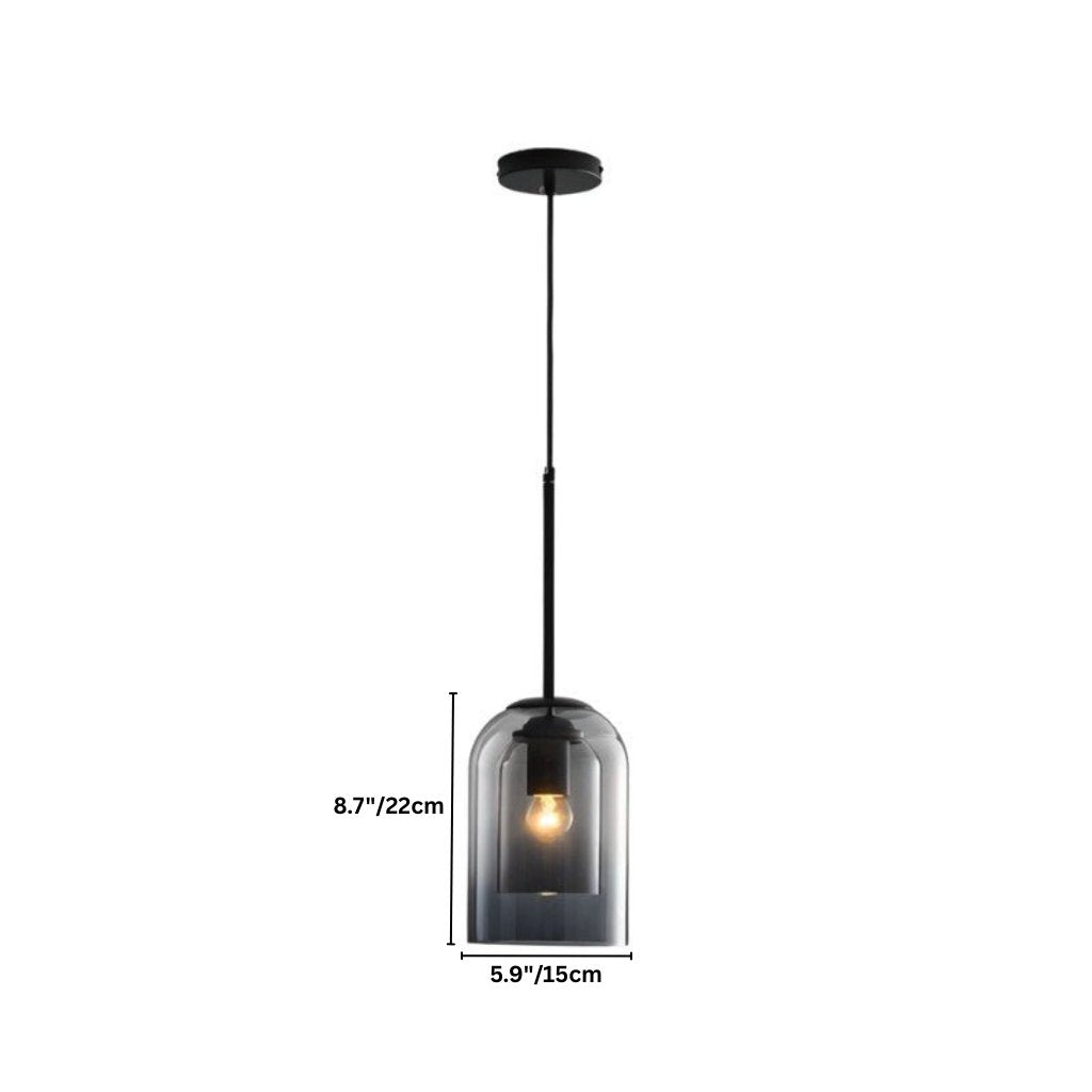 Industrial Brass Glass Pendant Light Double Bell Shade Back