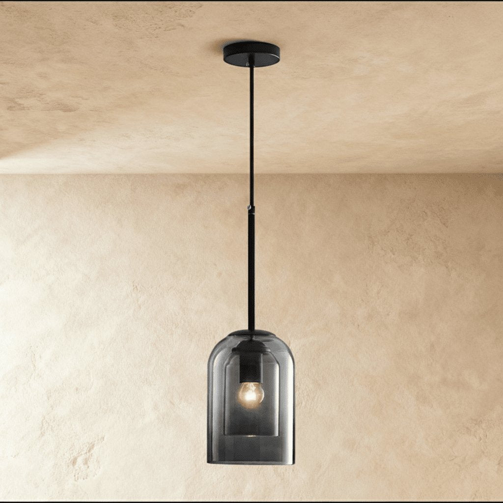Industrial Brass Glass Pendant Light Double Bell Shade Hero