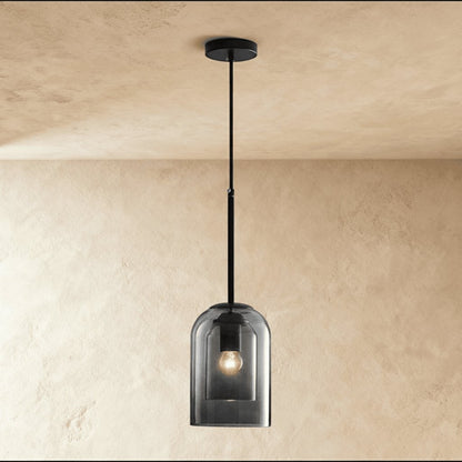 Industrial Brass Glass Pendant Light Double Bell Shade Hero