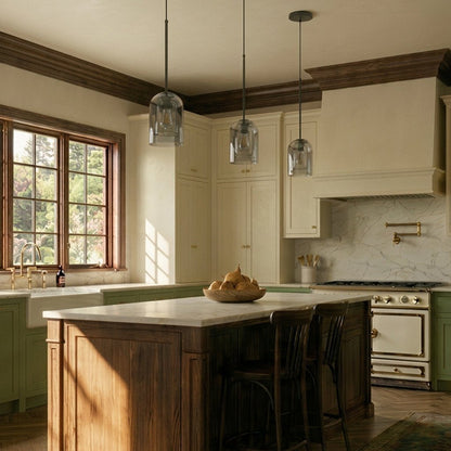 Industrial Brass Glass Pendant Light Double Bell Shade View 11