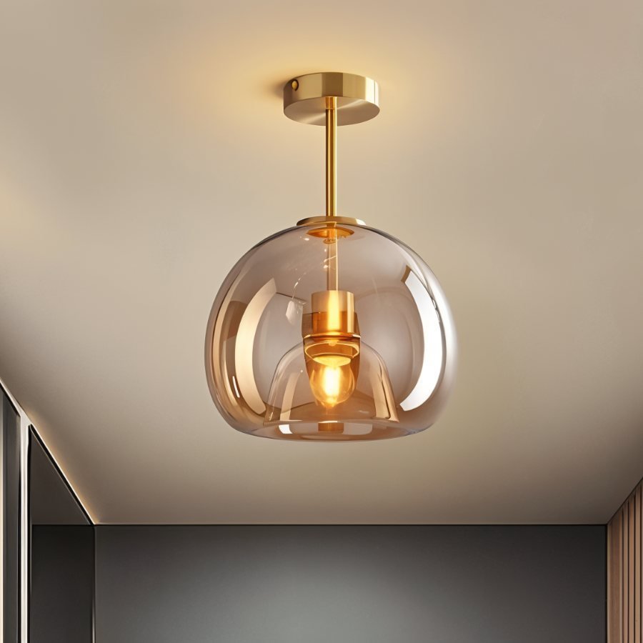 Industrial Glass Ceiling Light Smoked Dome Shade LED Alternate