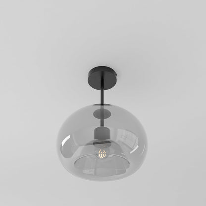 Industrial Glass Ceiling Light Smoked Dome Shade LED Detail